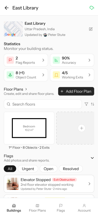 Map Planner dashboard with system health metrics